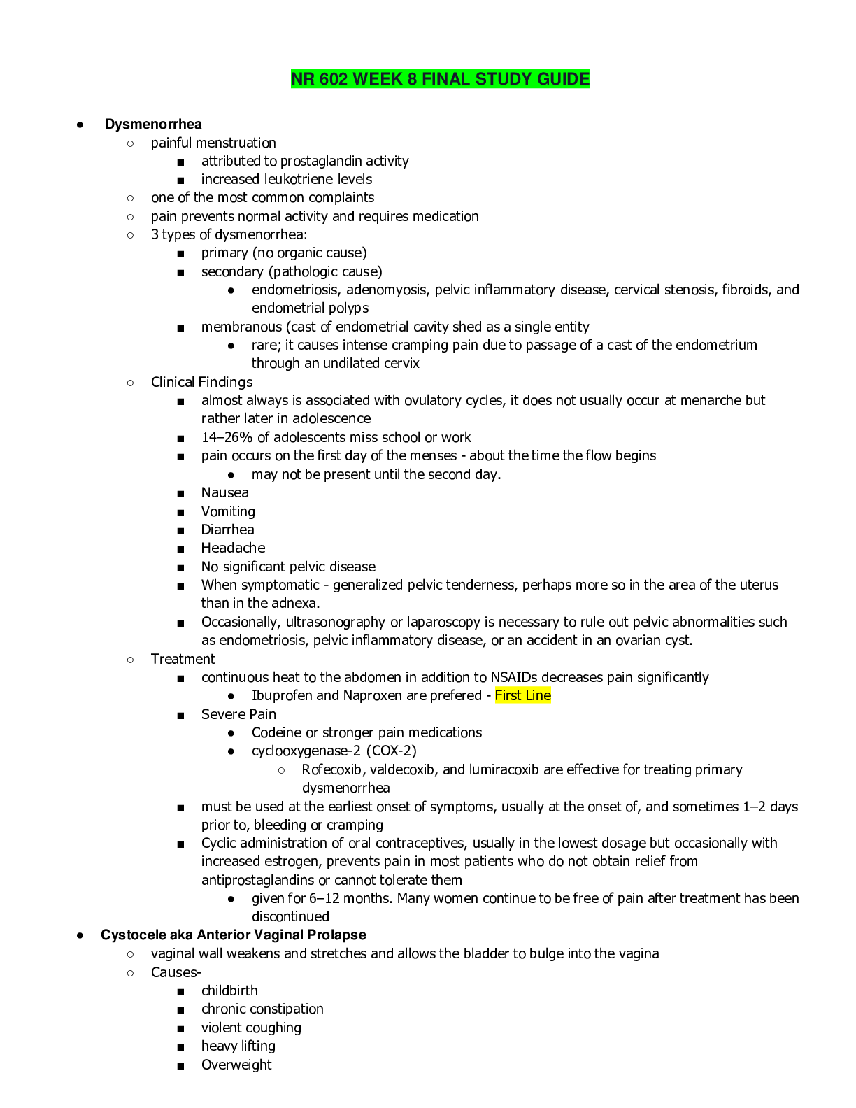 Preview image of NR 602 WEEK 8 FINAL STUDY GUIDE document